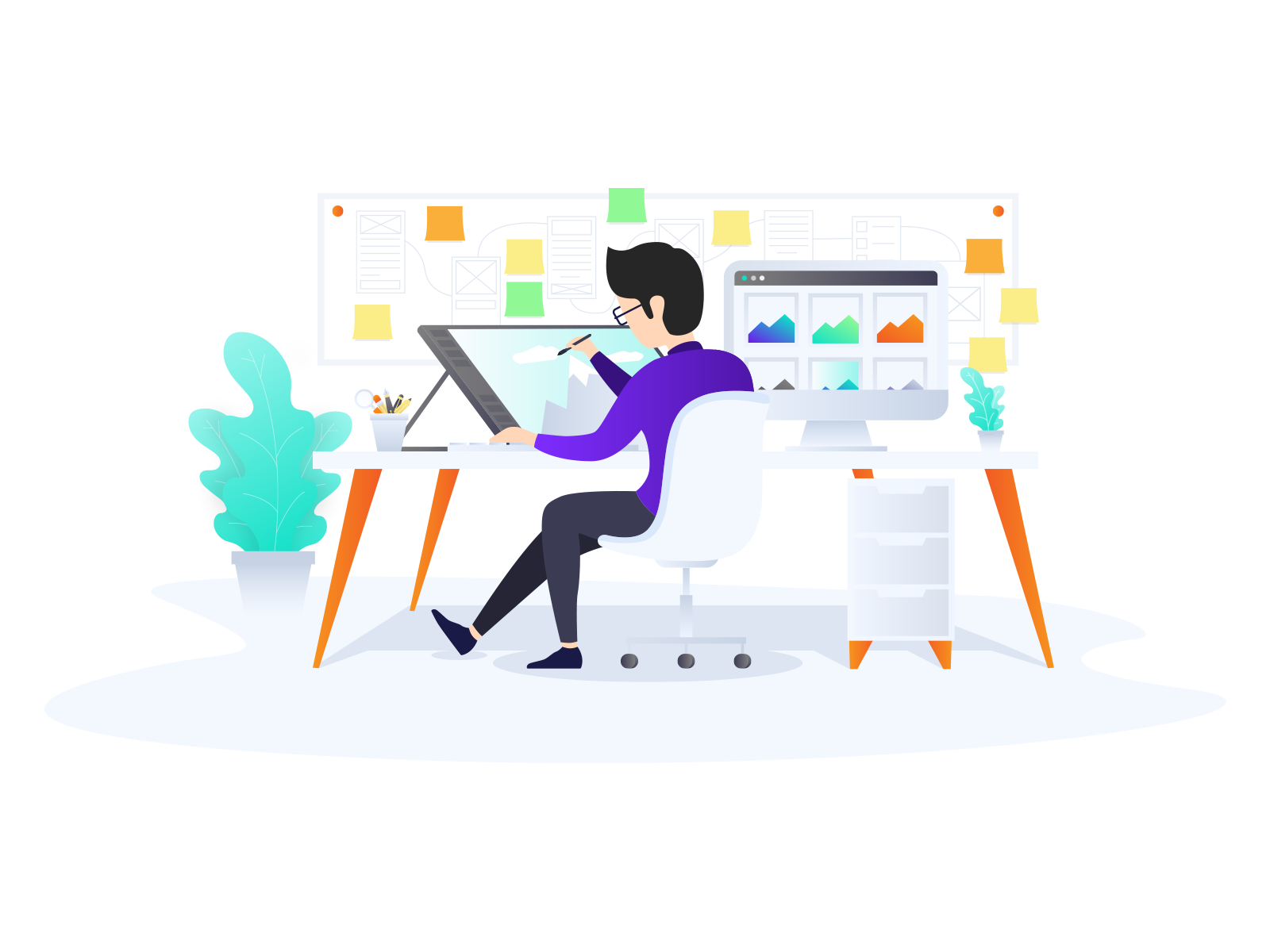 Digital artist working by Karaman on Dribbble