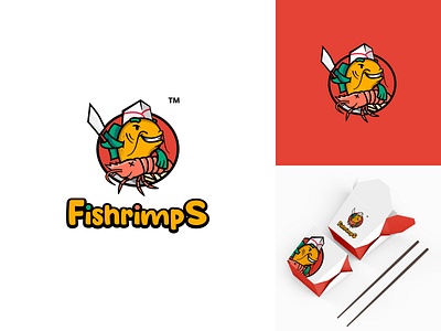 Fishrimps logo concept branding china chinese chinese culture chinese food concept fish fish logo food illustration logo restaurant sea seafood shrimp shrimp logo vector