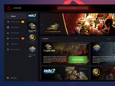 Game client dark mode game game app game client game launcher game ui games store gaming product design store ui ux uiux ux windows app