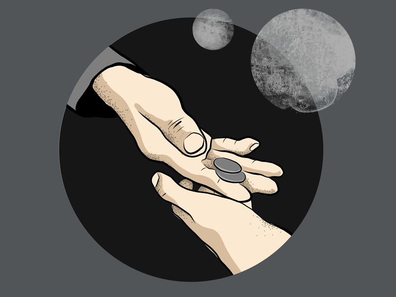 Coin Exchange animation gif handdrawn hands loop wip