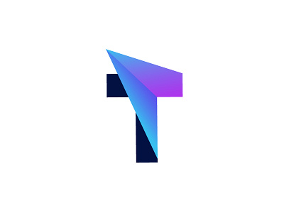 T angle blue crystal gradient letter purple sans serif sharp t type typography