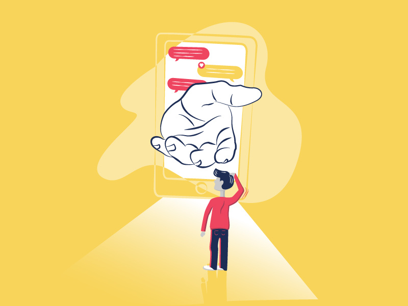 Trust Your Instincts Campaign boy illustration hand creepy yellow bright campaign awareness