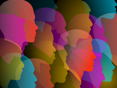 Unity abstract audience faces gradients illustration people people icons society unity