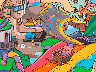 Carpet ride vector box art illustration