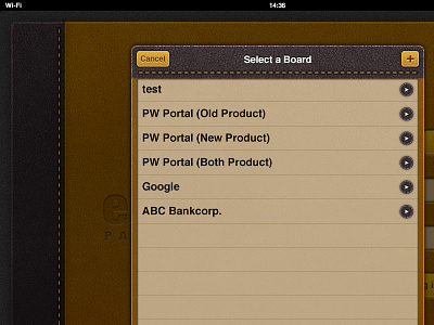 eBoard app for iPad - Select a Board app eboard ios ipad ui user interface