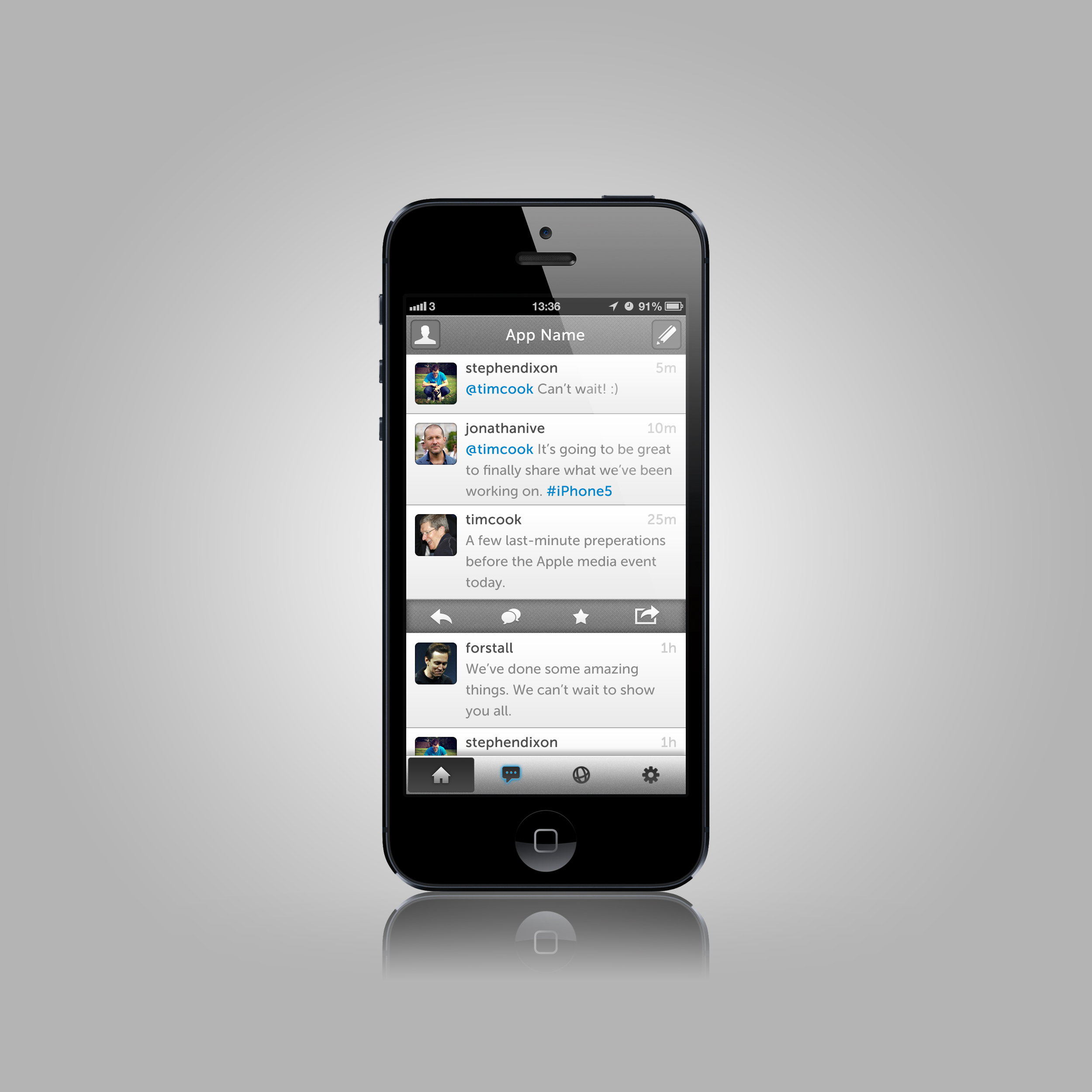 Unnamed App.Net iOS App - Product Shot by Stephen Dixon on Dribbble