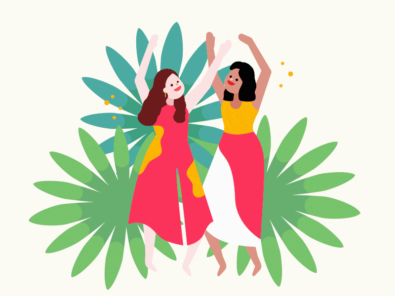 Happy girls dancing cheering flat girl happy illustration joyful jumping vector vector illustration