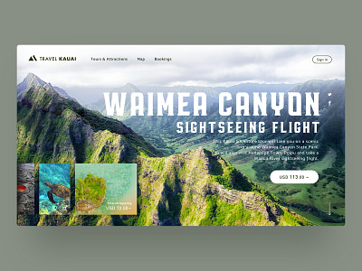 Landing page of a tour company