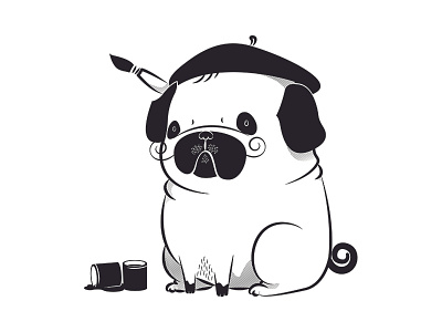 Pugasso dog illustration illustrator minimalist painting pug vector