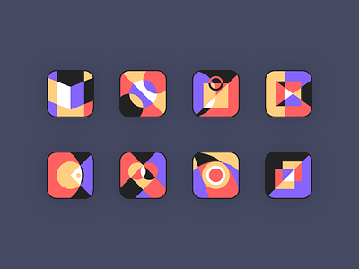 Abstract Icon Set dishes games health icon illustration logo movies reading shopping sports ui ui design