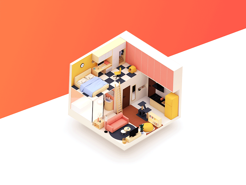 Shaky Apartment 3d animation apartment cinema 4d illustration interior