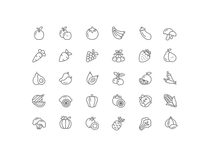 Fruits and Vegetable Icon set by Rakhmat Setiawan on Dribbble