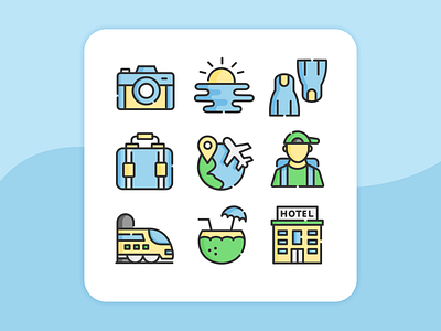 Travel and Tourism Icons design filled line holiday icon iconset illustration summer travel ui ux vacation vector