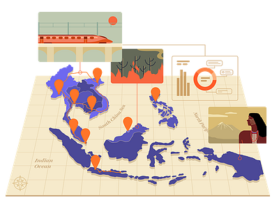 Spatial Storytelling asia illustration map singapore startup story storytelling vector