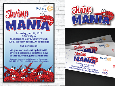 Event Promotion - Shrimp Mania invitation logo poster print tickets