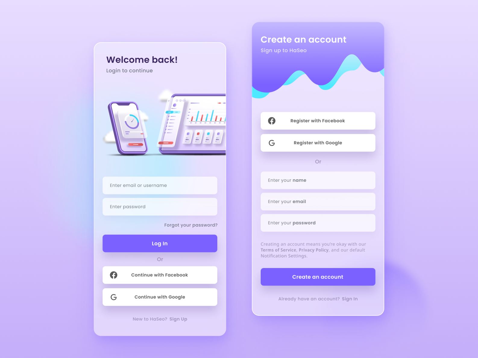 Login & Register SEO App Design Exploration by Imajinajib on Dribbble