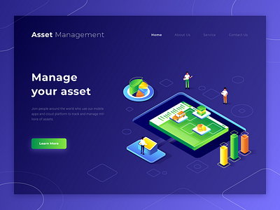 Asset Management Landing Page asset illustration isometric landing page management ui