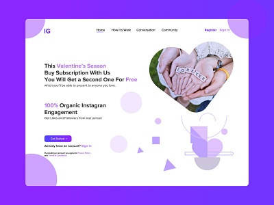 IG-Valentine Landing Page branding design icon illustration landing page logo typography ui ux web web design