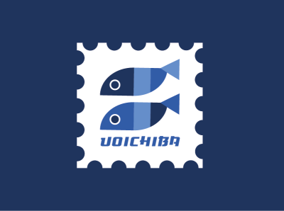 Uoichiba blue branding fish fish logo flat icon illustration japan japanese art minimalism