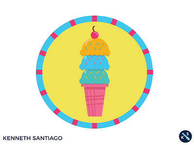 Ice Cream Icon blue cherry cone cream dairy flat ice icon mint sweets yellow