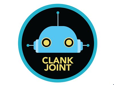 Outer Space Bar Logo clank flat icon logo metal robots space tin