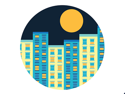 Night Buildings building flat icon night