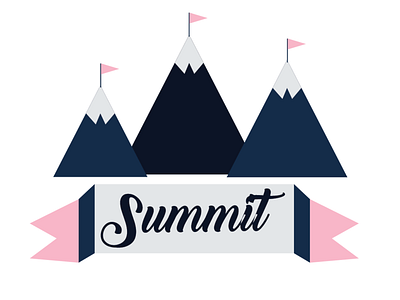 Summit blue flag flag design flat illustration logo mini icons minimalist mountain pink snow summit white