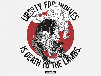 Liberty for wolf, is death to the lamb chinese culture foo dog illustrator vector wolf