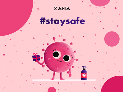 Stay safe apple bigeyes clean corona coronavirus design grainy illustration ipad pro ipadpro pink procreate procreate app procreateapp simple stay home stayhome staysafe texture virus