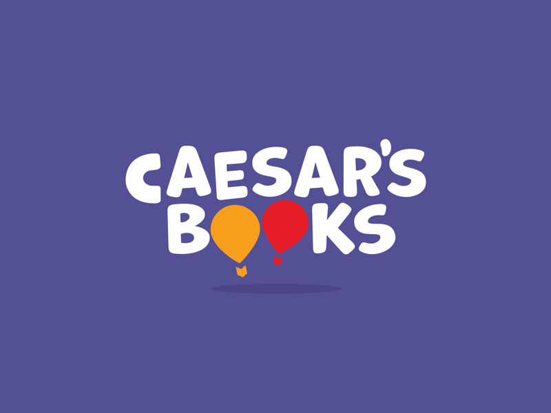 Caesar's books logo animation after effects aftereffects animated gif animated logo balloon balloons books color change logo animation logo motion playful simple wind