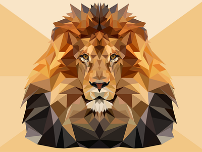 Polygon Lion animal apple design exotic geometic illustration lion lion head mane polygon simple vector warm