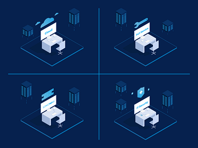 Isometric office apple design floating icons set illustration isometric isometric icons office office icons servers simple vector