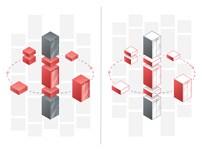 Isometric modular elevator apple clean design elevator gradient illustration isometric isometric design modular modular design pictogram simple vector