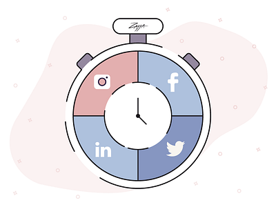 Social media stopwatch apple design elements facebook icons illustration instagram linkedin pictogram simple social buttons socialmedia stop watch time time management twitter vector