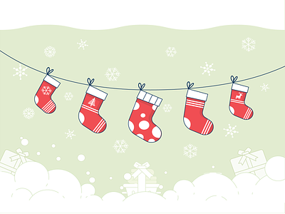 Clean for Saint Nic. apple bubbles clean design elements illustration present red simple snow flakes stockings vector