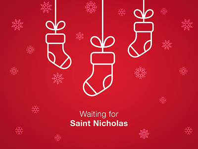 Saint Nic apple clean design elements hanging red simple snow flake snow flakes stocking stockings vector