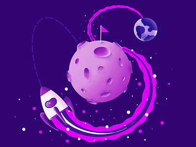 Explore clean design earth eclipse elements explore exploring flag illustration magenta moon procreate procreate app procreateapp purple rocket simple space