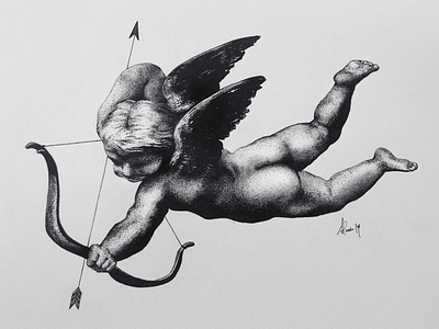 Drunk Cherub arrow art cherub drawing illustration traditional