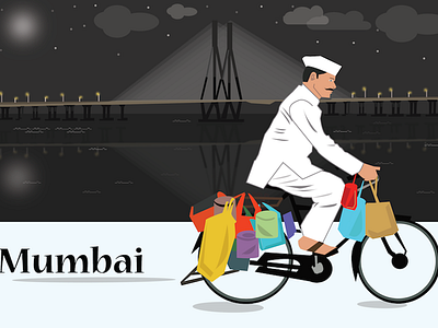 Mumbai illustration bandra dabbawallas illustration link mumbai sea worli