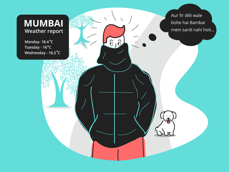 Winter in mumbai weather chill chilly cold graphic design vector art graphicdesign design graphic illustration winter bombay mumbai