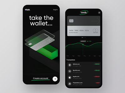 Ulight Wallet App 3d bank bank app bank card banking card data design illustration ui ux visualization wallet wallet ui walletapp wallets