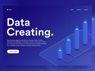 Tech X Website Design 2d business corporate data design grow up illustration isometric transfer ui ux web