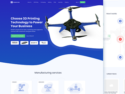 CAD Printing Services Web Page Design 3d 3d printing drone fireart fireart studio illustration isometric services ui ux visualization web design