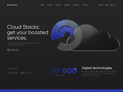 Visualization of Cloud Stacks Web Page Design 3d data design dribbble landing logo product typography ui visualization web web design