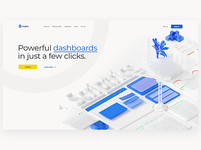 Scriptrics - Powerful Dashboards 3d design dribbble illustration isometric ui ux visualization web web design