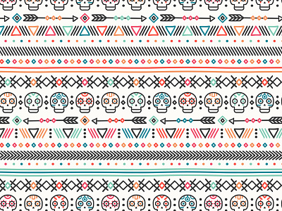 Tribal ethnic seamless pattern aztec background day of the dead ethnic maya mexican pattern print seamless skull tribal vector