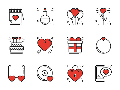 Love Line Icons Set 14 february flat heart icon line love romance set valentine valentines day vector wedding