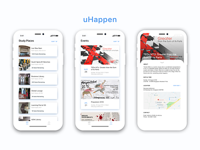 uHappen: Be in the right place at the right time! event iphonex ui ux