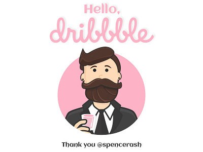 Hello Dribbble! beard character debut first invite me shots sketchapp
