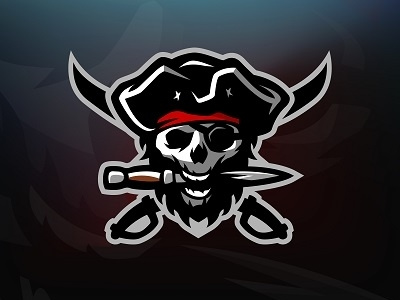 Skull pirate logo. captain death graphic illustration knife logo mascot pirate sailor skeleton skull vector